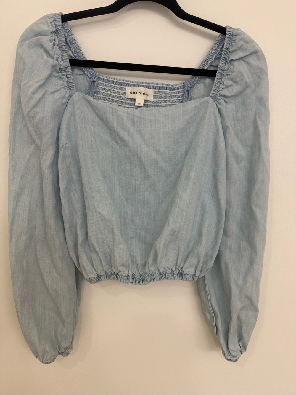 Cloth & Stone Light Blue Peasant Top Puff Sleeve size Medium